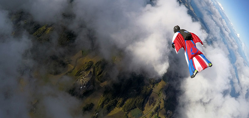 Skydiving in a squirrel suit